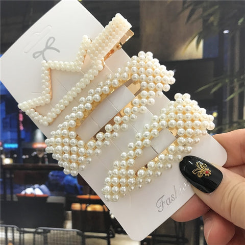 Women Handmade Pearls Hair Clips