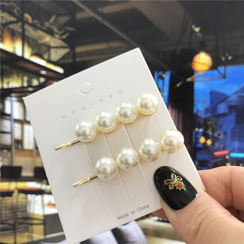 Women Handmade Pearls Hair Clips