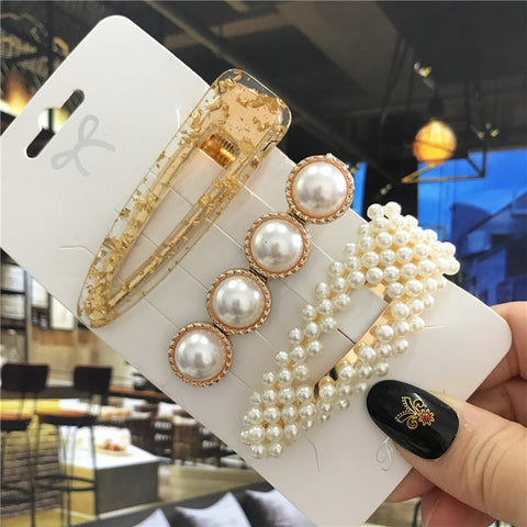 Women Handmade Pearls Hair Clips