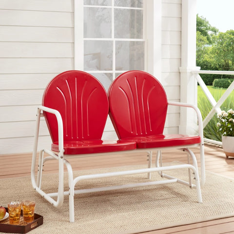 Mainstays Retro Teal Outdoor Steel Glider Loveseat
