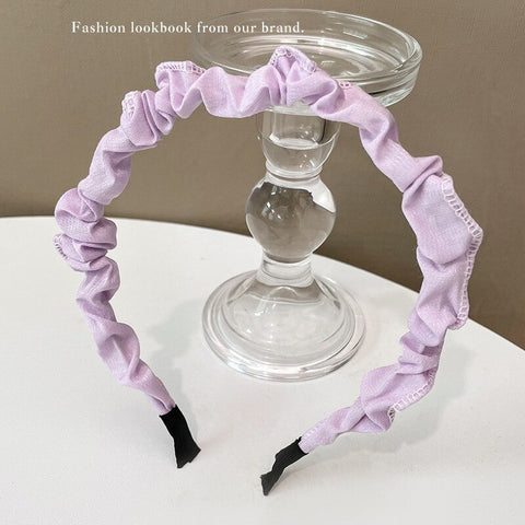 Women  Candy Color Pleated Bowknot Hairbands