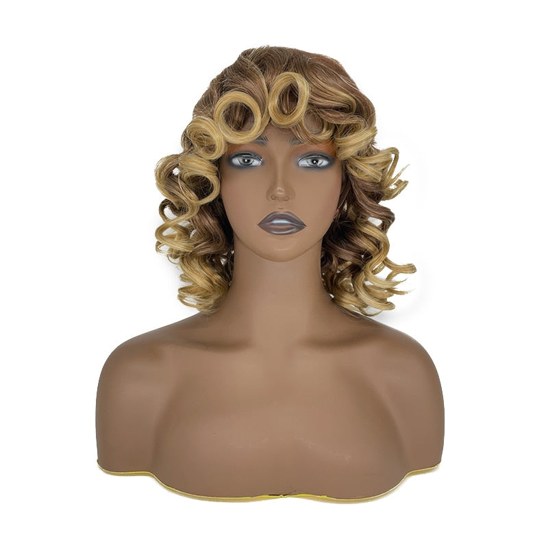 Curly Wig with Bangs for Black Women