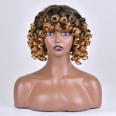Curly Wig with Bangs for Black Women