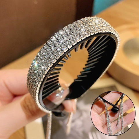 Women  Rhinestone Tassel Pearl Hair Clip