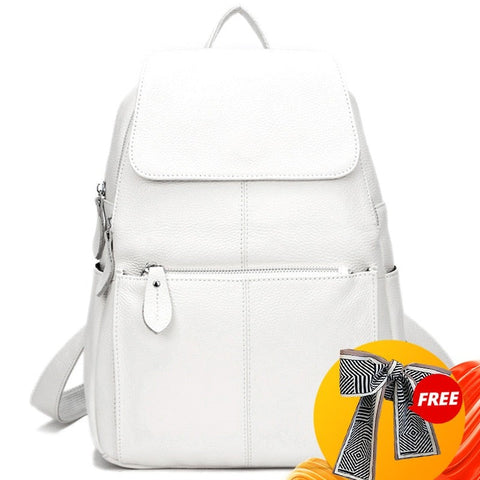 Women Genuine Leather Large Backpack