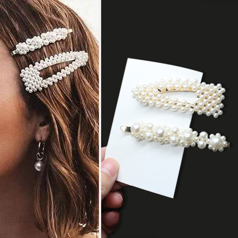 Women Handmade Pearls Hair Clips