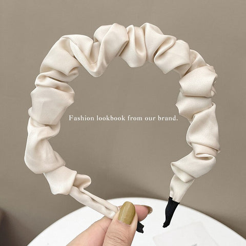 Women  Candy Color Pleated Bowknot Hairbands