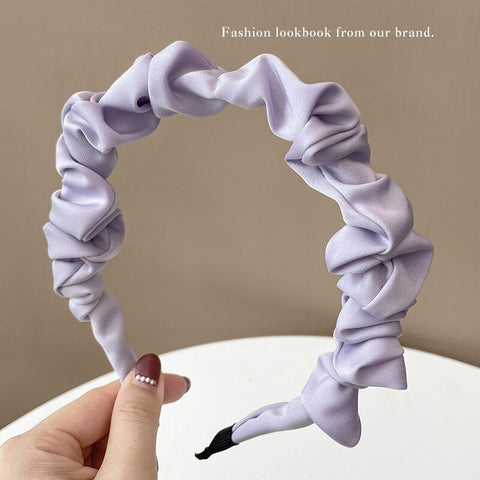 Women  Candy Color Pleated Bowknot Hairbands