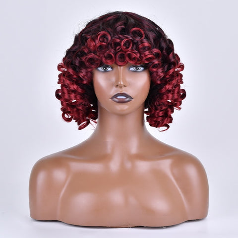 Curly Wig with Bangs for Black Women