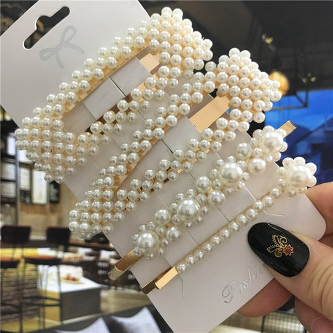 Women Handmade Pearls Hair Clips