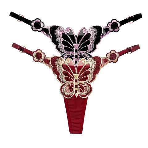 Women  Embroidery Thongs Panties