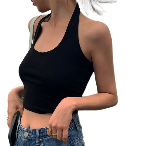 Female Cotton Sexy Backless Tank Tops