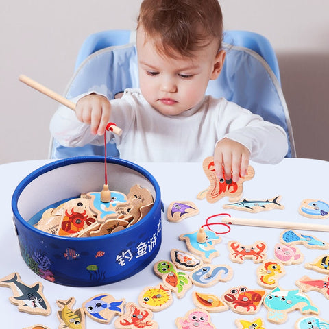 New Montessori Wooden Magnetic Fishing Toys
