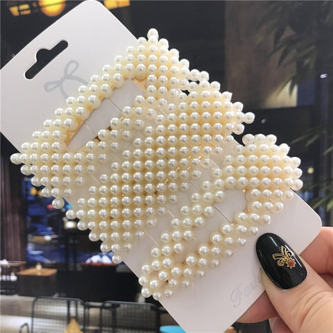 Women Handmade Pearls Hair Clips