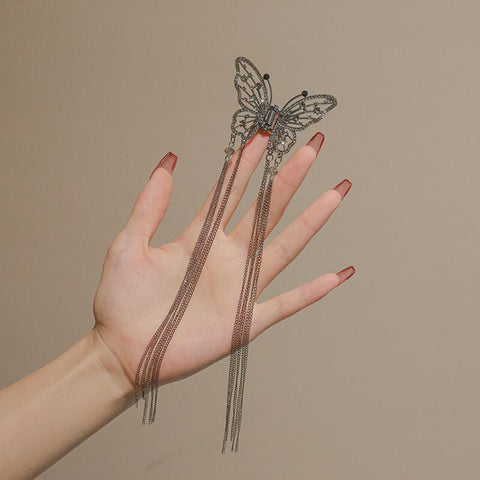 Women Butterfly  Pearl Tassel hair clip