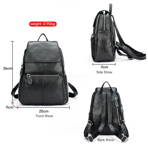 Women Genuine Leather Large Backpack