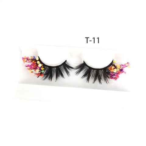 Eyelashes with Color Fluorescence with Sequins False Lashes