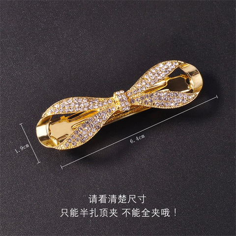 Women Crystal Pearl Bow Hair Clips