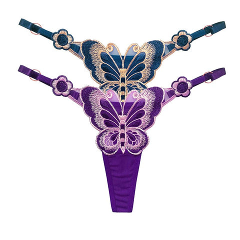 Women  Embroidery Thongs Panties