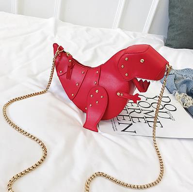 Women Dinosaur Design Rivets Crossbody Bag