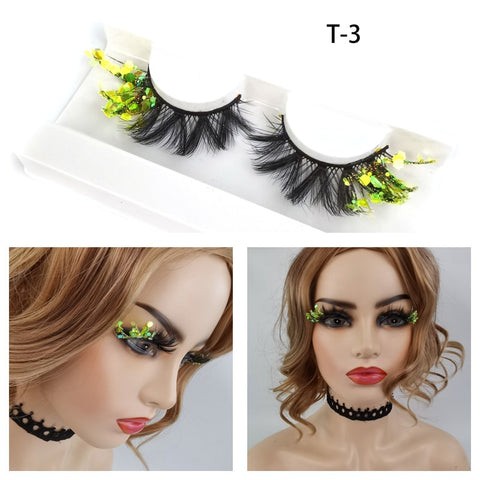 Eyelashes with Color Fluorescence with Sequins False Lashes