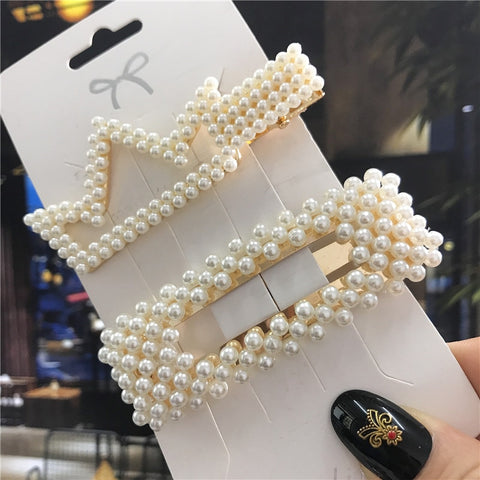 Women Handmade Pearls Hair Clips
