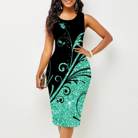Women Floral Print Round Dress