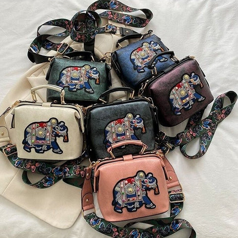 Women Vintage Embroidery Elephant Bag