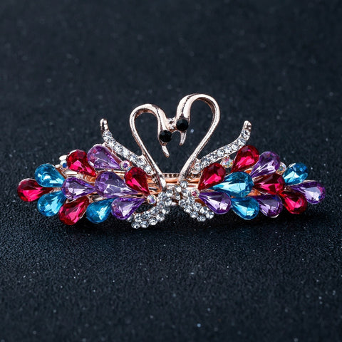 Women Crystal Pearl Bow Hair Clips