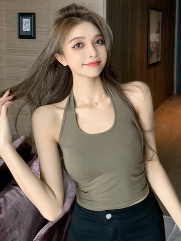 Female Cotton Sexy Backless Tank Tops