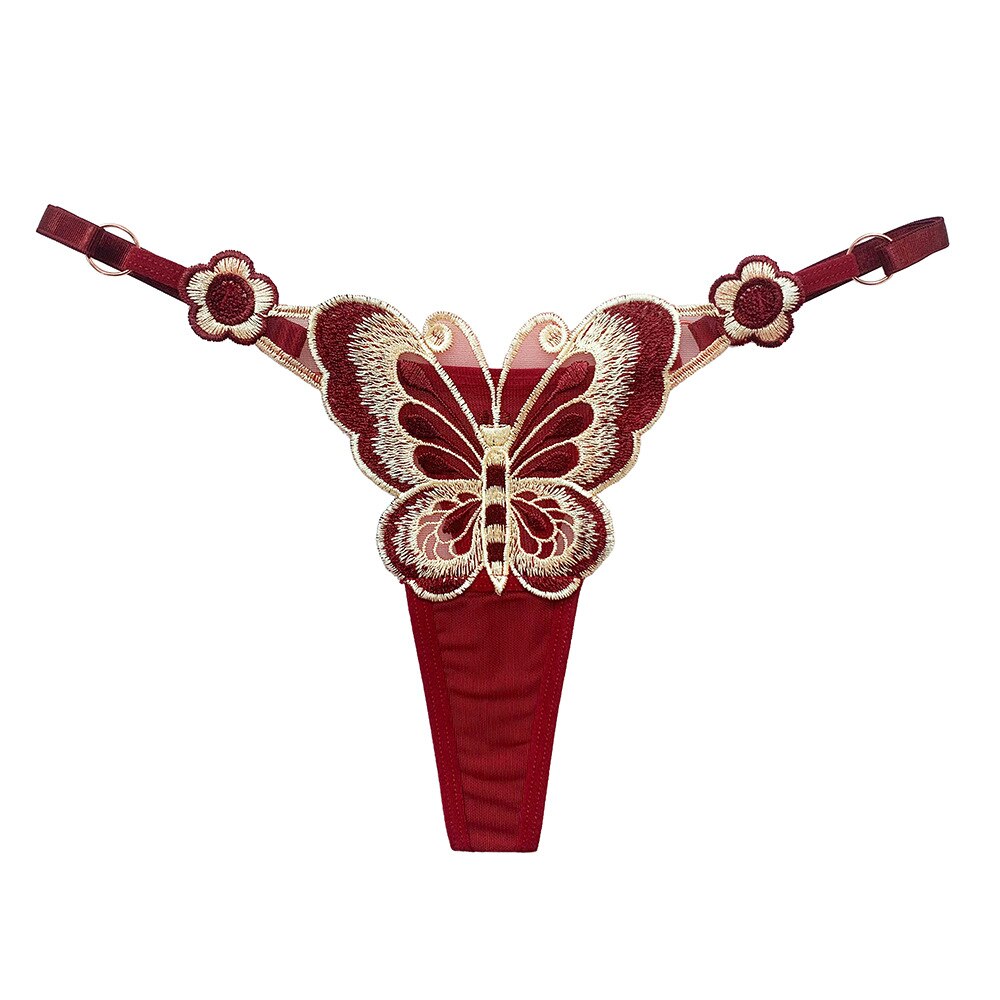 Women  Embroidery Thongs Panties