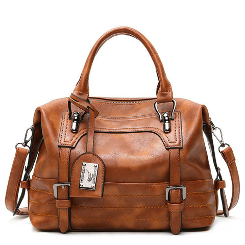 Womens Oil Wax Leather One Shoulder Crossbody Bag