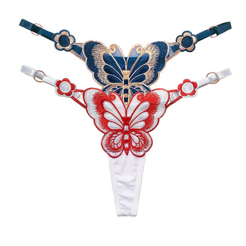 Women  Embroidery Thongs Panties