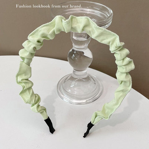 Women  Candy Color Pleated Bowknot Hairbands