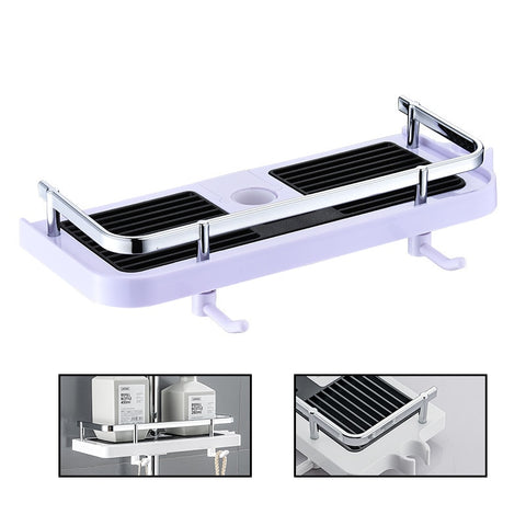Bathroom lift rod tray storage