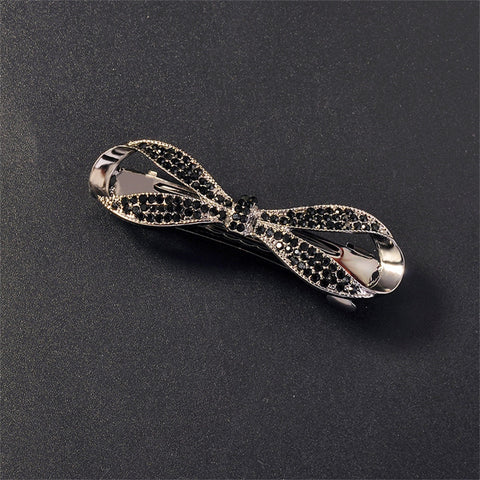 Women Crystal Pearl Bow Hair Clips
