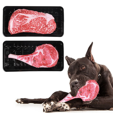 Pet Squeaky Steak Shape Chew Toy