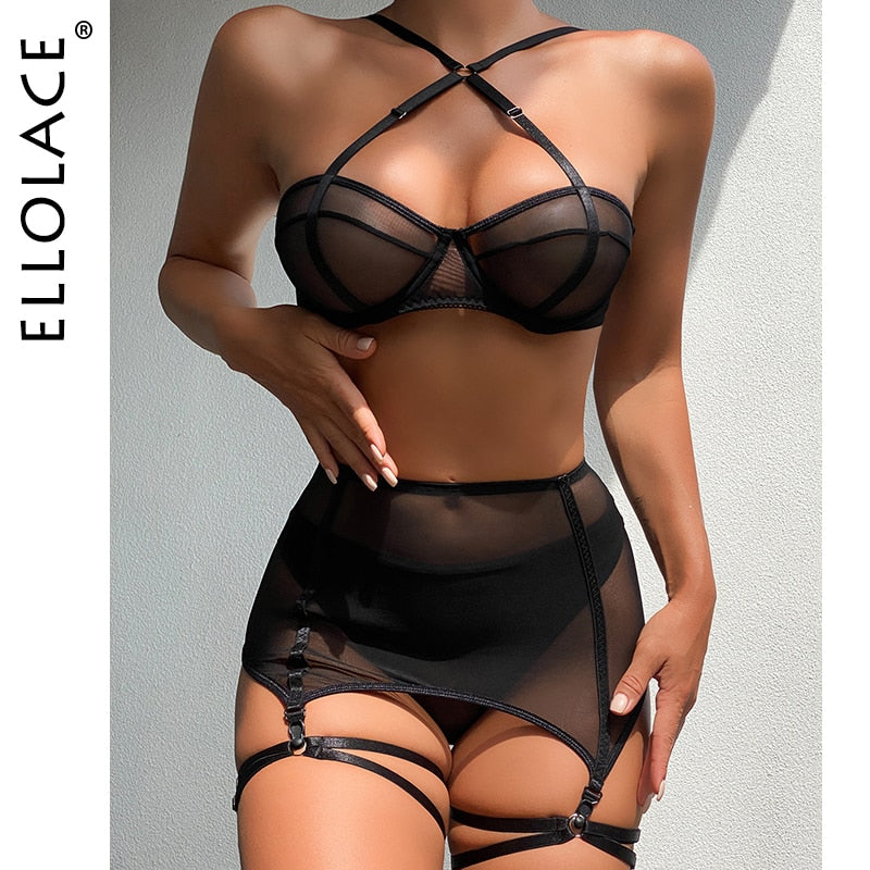 Woman Black Fancy3-Piece  Lingere