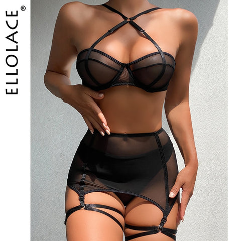Woman Black Fancy3-Piece  Lingere