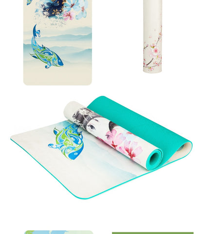 Lotus Pattern Suede TPE Yoga Mat