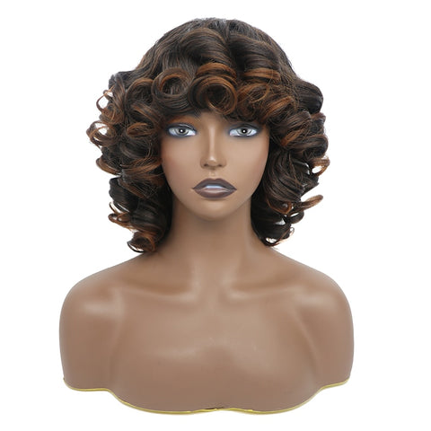 Curly Wig with Bangs for Black Women
