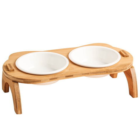 Elevated Bamboo Food Bowls