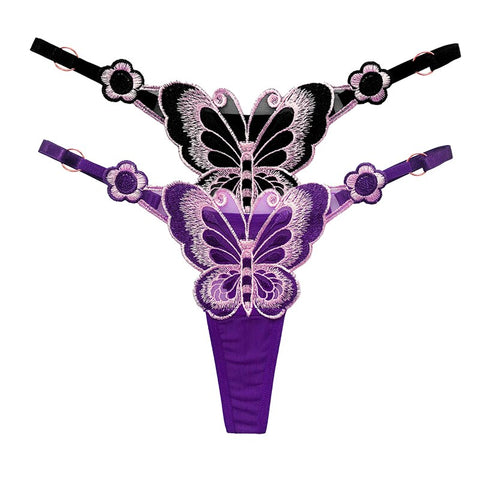 Women  Embroidery Thongs Panties