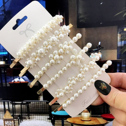Women Handmade Pearls Hair Clips