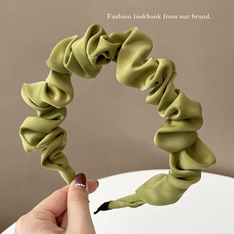 Women  Candy Color Pleated Bowknot Hairbands