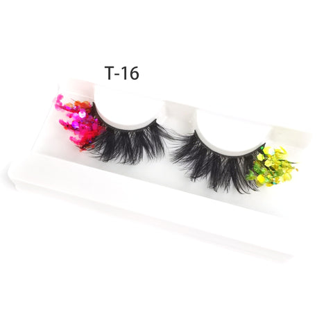 Eyelashes with Color Fluorescence with Sequins False Lashes