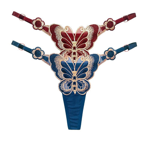 Women  Embroidery Thongs Panties