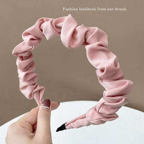 Women  Candy Color Pleated Bowknot Hairbands