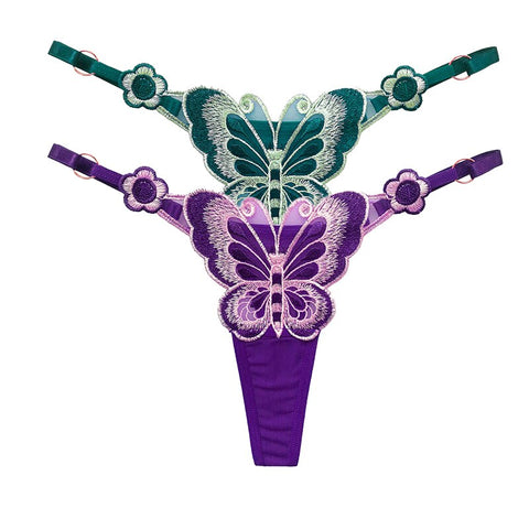 Women  Embroidery Thongs Panties