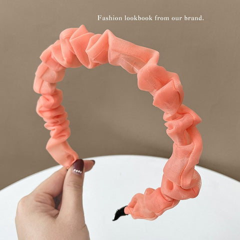 Women  Candy Color Pleated Bowknot Hairbands